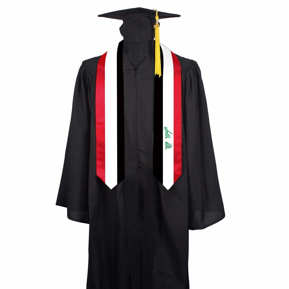 8117 Iraq Flag Graduation Stole Sash, Iraq Flag Graduation Shawl Sash Stole